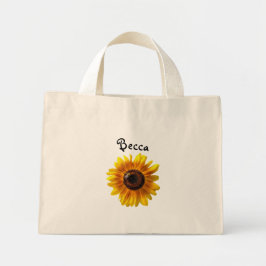 Bolsa Tote Mini Girassol Amarelo Alegre com Abelha Personalizado