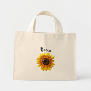 Bolsa Tote Mini Girassol Amarelo Alegre com Abelha Personalizado