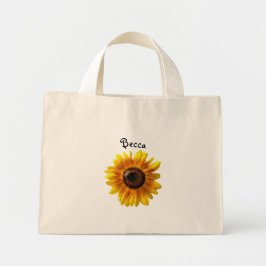 Bolsa Tote Mini Girassol Amarelo Cheio com Abelha Personalizada