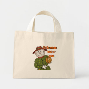 Bolsa Tote Mini Grito ou Tratamento de Halloween com espantalho