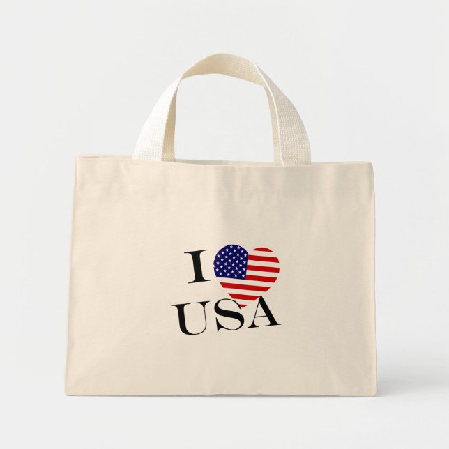 Bolsa Tote Mini I Heartflag USA bk ttcnt (Frente)