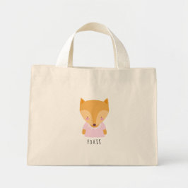 Bolsa Tote Mini Ilustração de Raposa Cúbica - Personalizável