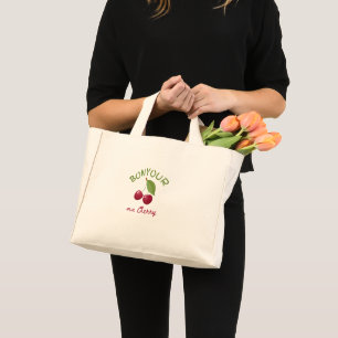 Bolsa Tote Mini Ilustração Kawaii de Cereja