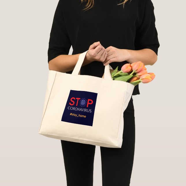 Bolsa Tote Mini Interromper a campanha do vírus Corona, pandemia d (Frente (produto))