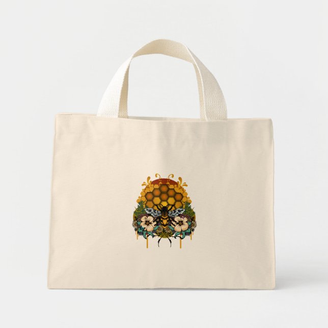Bolsa Tote Mini Jardim Botânico de Mel Floral da Rainha (Frente)