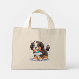 Bolsa Tote Mini Kawaii Bernese Puppy, Cute Berner Pup