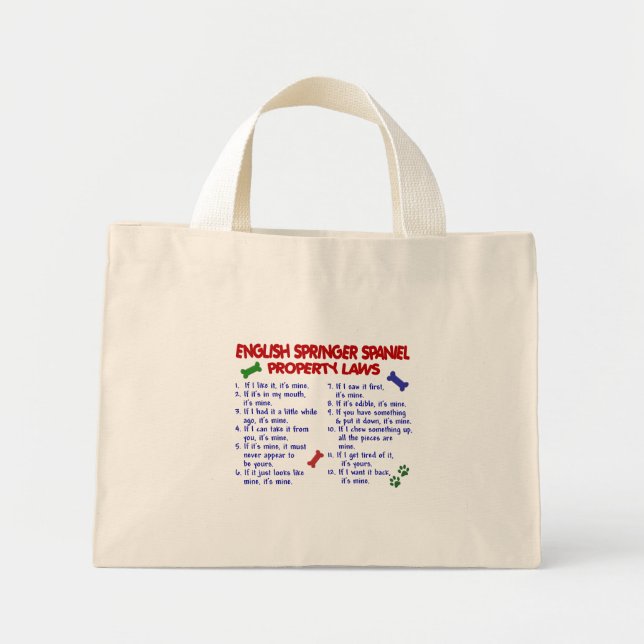 Bolsa Tote Mini Leis de propriedade 2 de SPRINGER SPANIEL em INGLÊ (Frente)