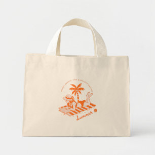 Bolsa Tote Mini Leitura de Verão de Praia Ilustrada de Azul Vermel