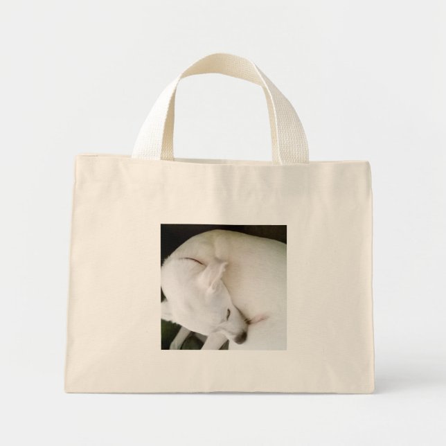 Bolsa Tote Mini Linda e pacífica Labrador Branco Polar Mix (Frente)