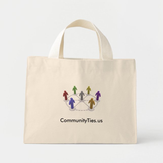 Bolsa Tote Mini logotipo Commties_Res High, CommunityTies.us (Frente)