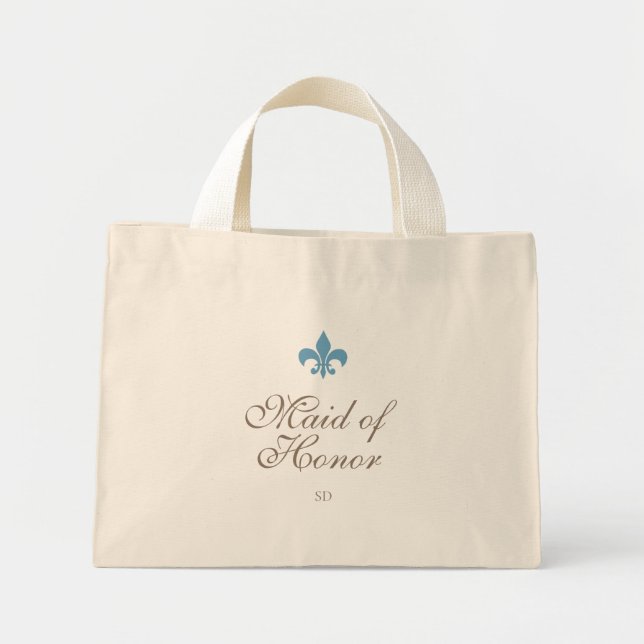 Bolsa Tote Mini Madrinha de casamento Azul francês Fleur de Lis in (Frente)