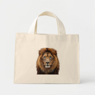 Bolsa Tote Mini Majestic Lion Face with Blue Eyes | Wildlife Anima