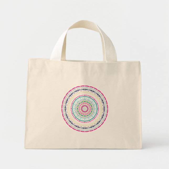 Bolsa Tote Mini mandala colorida (Frente)