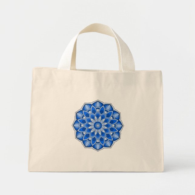 Bolsa Tote Mini Mandala em azul Tote Bag (Frente)