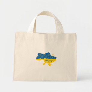Bolsa Tote Mini Mapa da Ucrânia com girassol e bandeira ucraniana