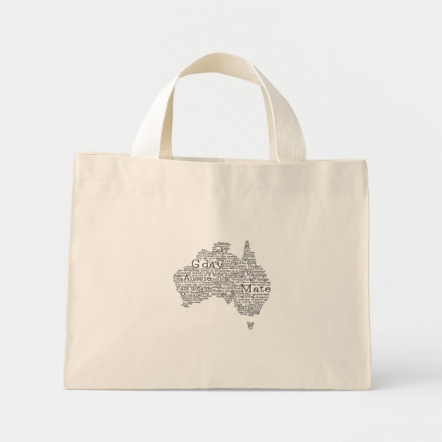 Bolsa Tote Mini mapa das gírias australianas (Frente)
