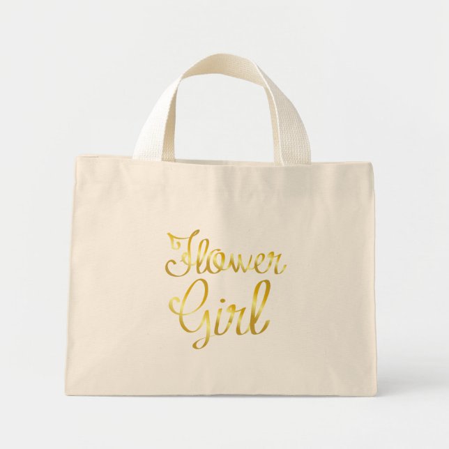 Bolsa Tote Mini Menina Dourada, Pequena, Pequena (Frente)