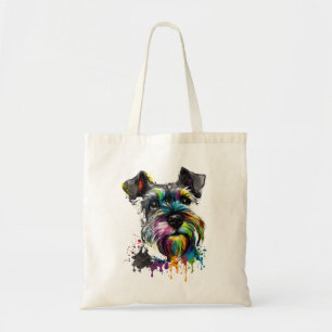 Bolsa Tote Mini Miniatura Schnauzer Face Cão Colorido Art Bla