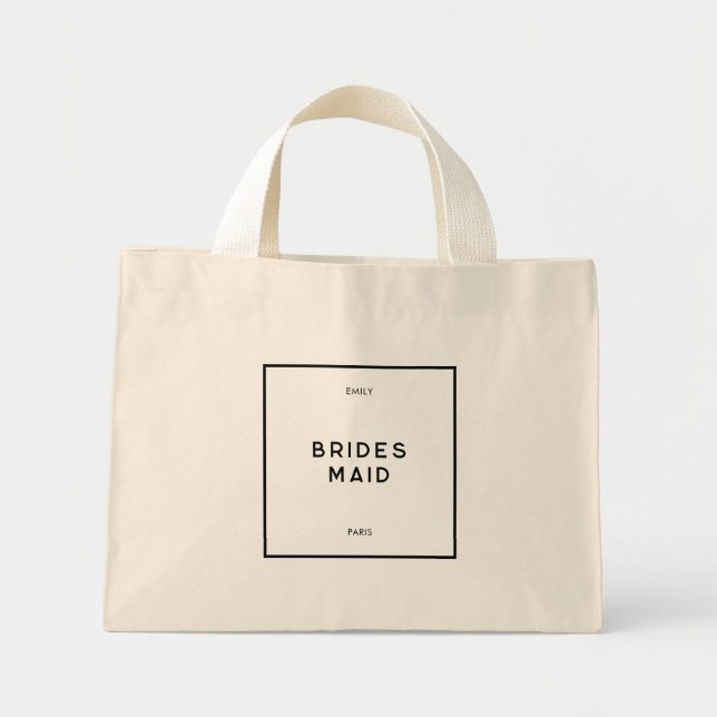 Bolsa Tote Mini Mínima Chic - Bridesmaid Branca e Preta (Frente)
