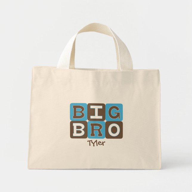 Bolsa Tote Mini MOD Bloqueia Big Bro - Blue & Brown Personalizado (Frente)