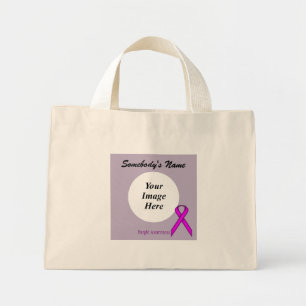 Bolsa Tote Mini Modelo de Friso Padrão Roxo por Kenneth Yoncich