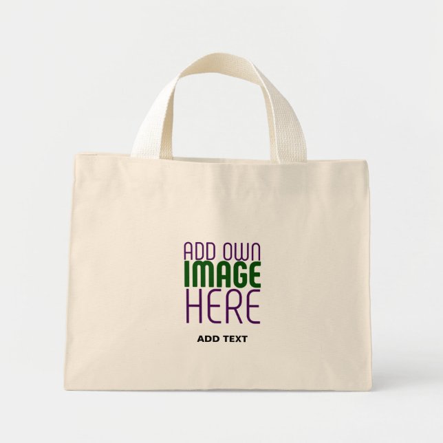 BOLSA TOTE MINI MODELO DE TEXTO DE IMAGEM NATURAL SIMPLES EDITÁVEL (Frente)