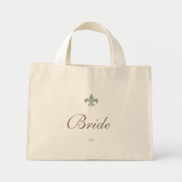 Bolsa Tote Mini Monograma inicial da Fleur de Lis Bride Verde Fran