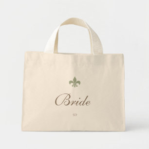 Bolsa Tote Mini Monograma inicial da Fleur de Lis Bride Verde Fran
