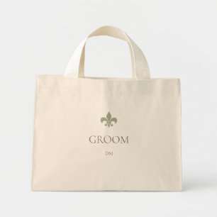 Bolsa Tote Mini Monograma inicial da Fleur de Lis Groom Verde