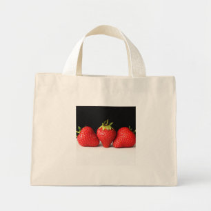 Bolsa Tote Mini Morangos A Preto Sobre Branco Tcn Mini Bolsa Ba
