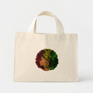 Bolsa Tote Mini Mulher negra rasta afro vermelho amarelo verde