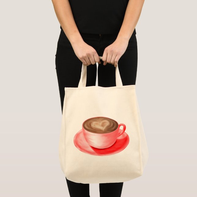 Bolsa Tote Mini Namorados Cappuccino Art Heart (Frente (produto))