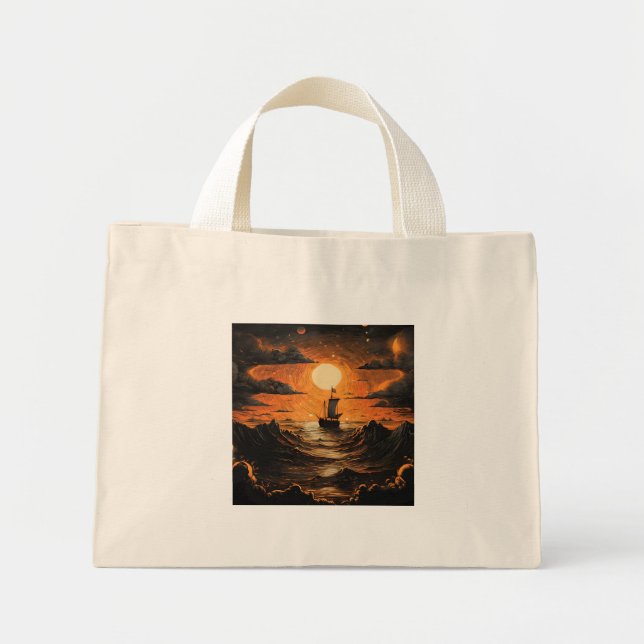Bolsa Tote Mini Navegação à noite (Frente)
