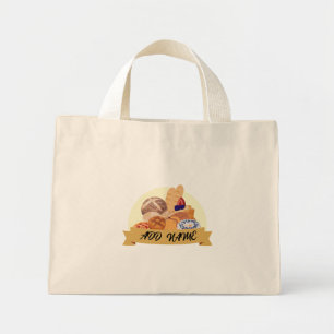 Bolsa Tote Mini Nome personalizado da padaria de pastelaria de sob