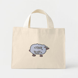 Bolsa Tote Mini Ovinos Azuis,<YOUR TEXT>