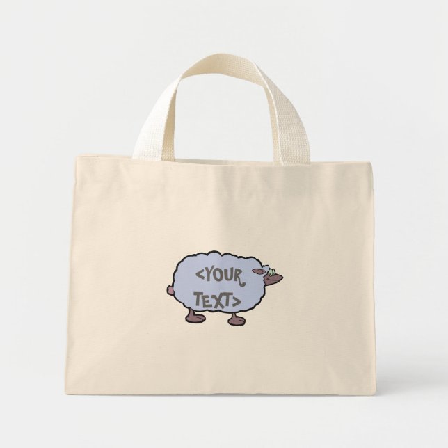 Bolsa Tote Mini Ovinos Azuis,<YOUR TEXT> (Frente)