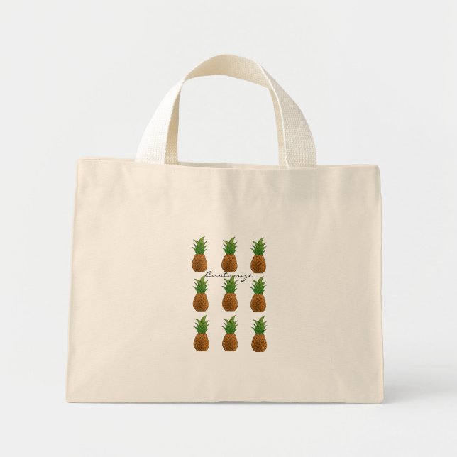 Bolsa Tote Mini Padrão do abacaxi Thunder_Cove (Frente)