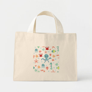 Bolsa Tote Mini Padrão do mundo do mar