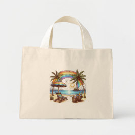 Bolsa Tote Mini Palm Beach tree com arco-íris e sol