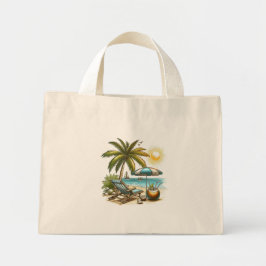 Bolsa Tote Mini Palmeira e praia
