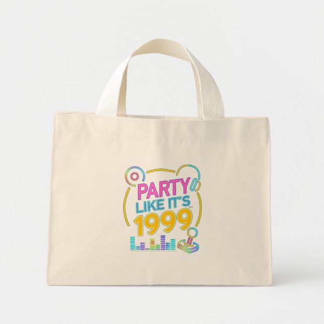 Bolsa Tote Mini Party Like It’s 1999®™ – Neon Soundtrack  (Frente)