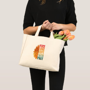 Bolsa Tote Mini paz amor esperança esperança esperança oração