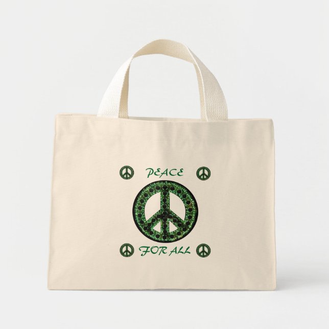 Bolsa Tote Mini paz verde para todas as malas (Frente)