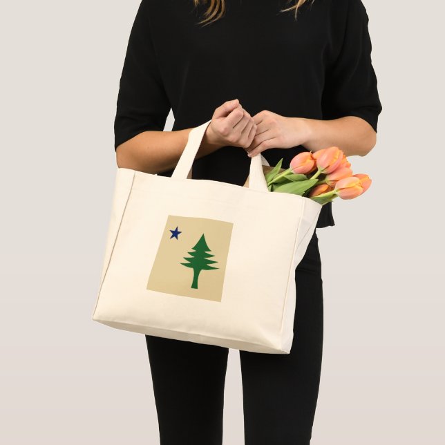 Bolsa Tote Mini Pine tree and star 1901 flag of Maine State (Frente (produto))