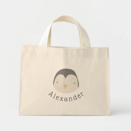 Bolsa Tote Mini Pinguim de Cute de Nome Personalizável