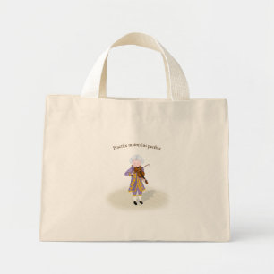 Bolsa Tote Mini "Prática Mantém Perfeito" Mozart Tocando Violino