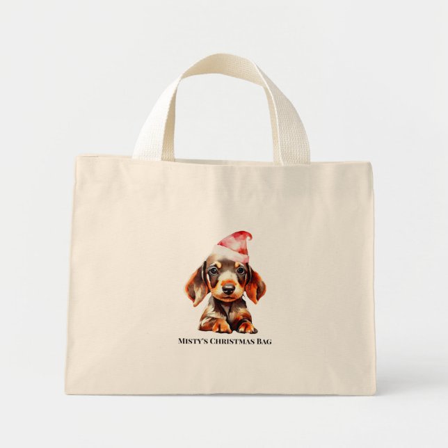 Bolsa Tote Mini Presente de Natal de Pet (Frente)
