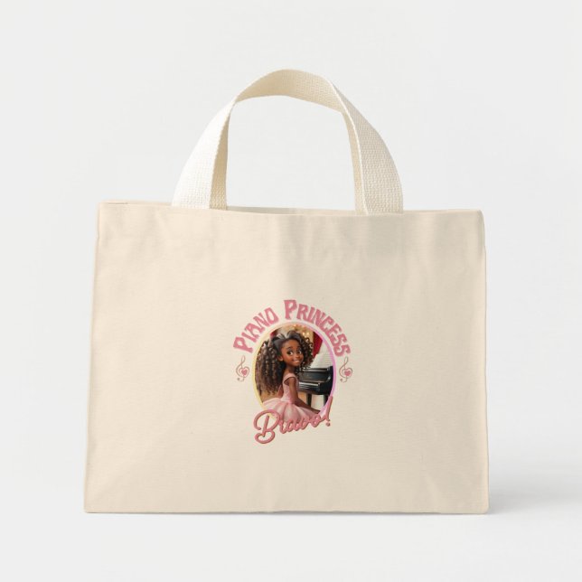 Bolsa Tote Mini Presentes para as garotas que adoram tocar piano (Frente)