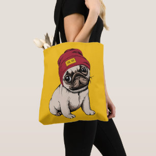 Bolsa Tote Mini Pug do hipster do filhote de cachorro