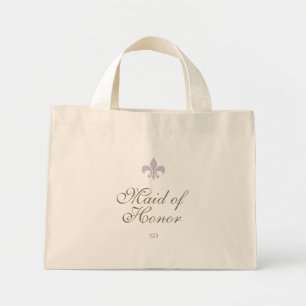 Bolsa Tote Mini Puro Fleur de Lis Madrinha de casamento inicial